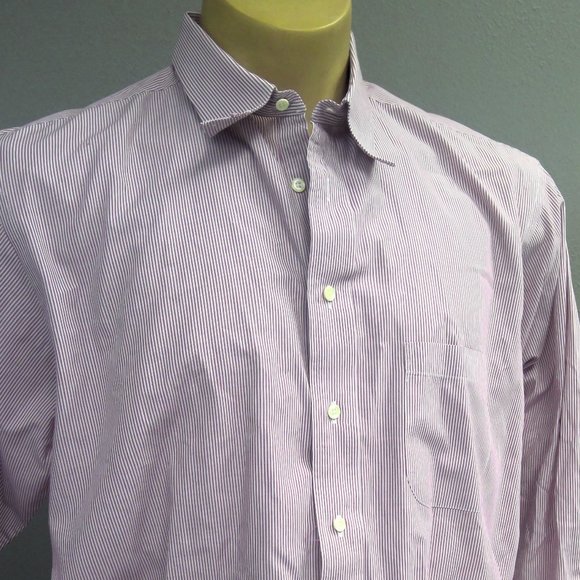 Burberry's of London Button Down Shirt Maroon Striped Men's XL - Picture 2 of 8